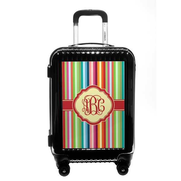 Custom Retro Vertical Stripes Carry On Hard Shell Suitcase (Personalized)