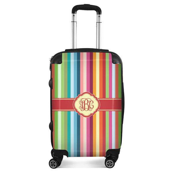 Custom Retro Vertical Stripes Suitcase - 20" Carry On (Personalized)