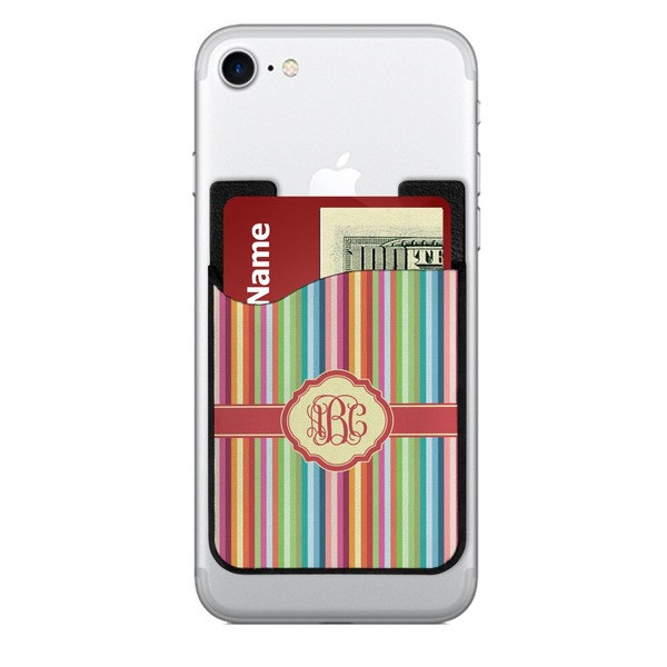 Custom Retro Vertical Stripes 2-in-1 Cell Phone Credit Card Holder & Screen Cleaner (Personalized)