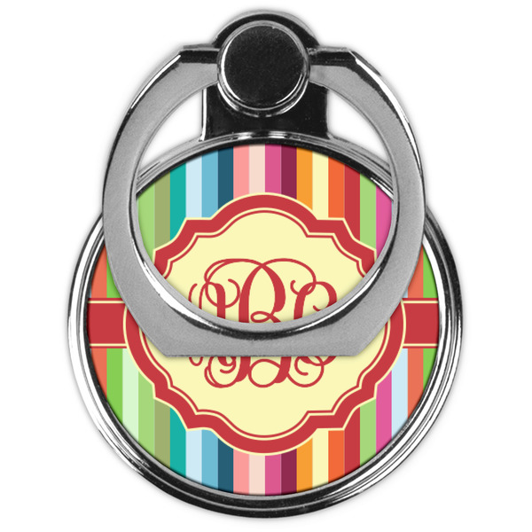 Retro Vertical Stripes Cell Phone Ring Stand & Holder - Front (Collapsed)