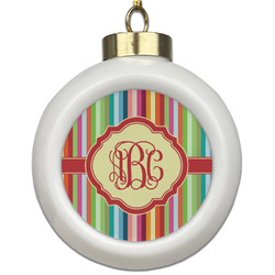 Retro Vertical Stripes Ceramic Ball Ornament (Personalized)