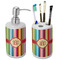 Retro Vertical Stripes Ceramic Bathroom Accessories Set (Personalized)