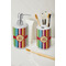 Retro Vertical Stripes Ceramic Bathroom Accessories - LIFESTYLE (toothbrush holder & soap dispenser)