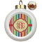 Retro Vertical Stripes Ceramic Ball Ornaments - Poinsettia Garland (Personalized)