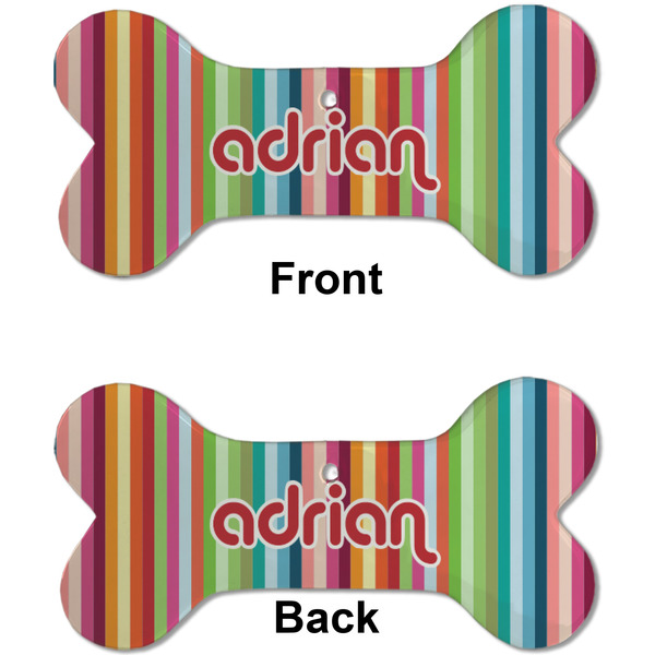 Retro Vertical Stripes Ceramic Flat Ornament - Bone Front & Back (APPROVAL)