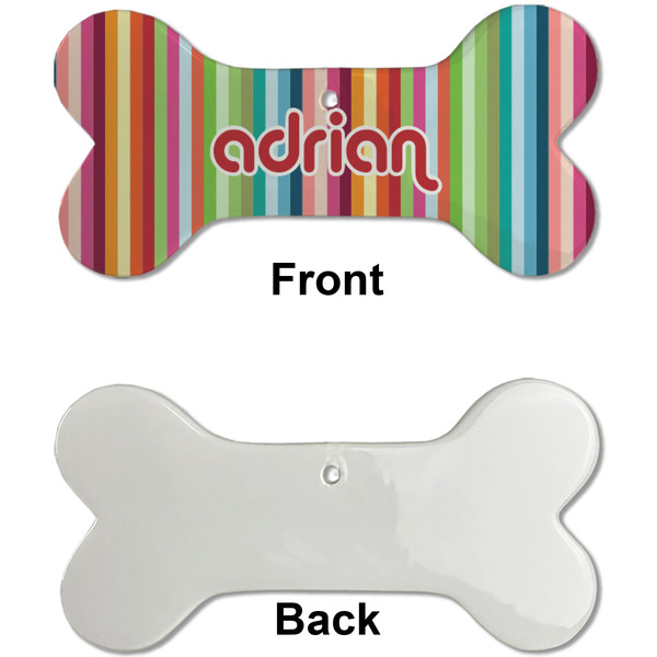 Retro Vertical Stripes Ceramic Flat Ornament - Bone Front & Back Single Print (APPROVAL)