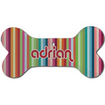 Retro Vertical Stripes Ceramic Dog Ornament - Front w/ Monogram