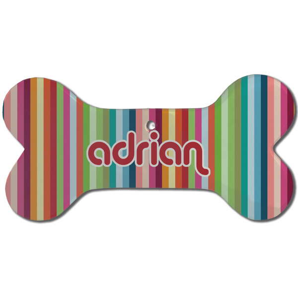 Retro Vertical Stripes Ceramic Flat Ornament - Bone Front