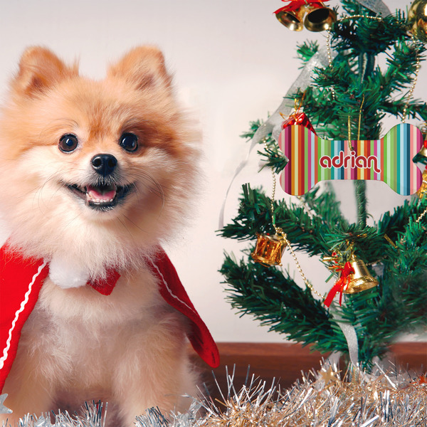 Retro Vertical Stripes Ceramic Flat Ornament - Bone (LIFESTYLE)