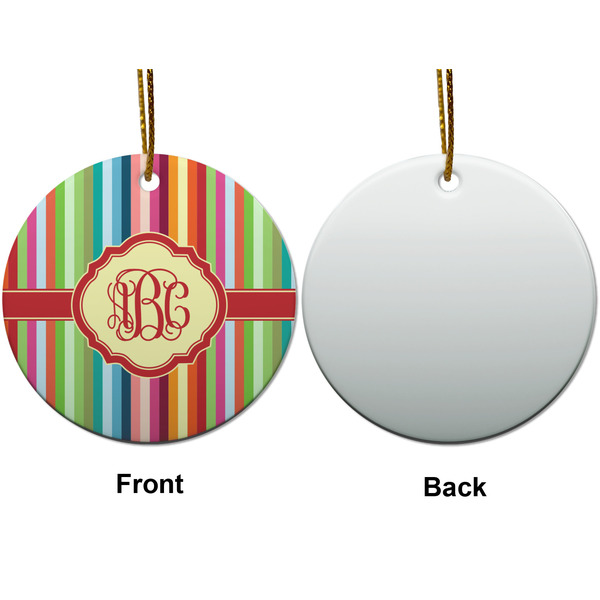 Retro Vertical Stripes Ceramic Flat Ornament - Circle Front & Back (APPROVAL)