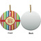 Retro Vertical Stripes Ceramic Flat Ornament - Circle Front & Back (APPROVAL)
