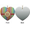 Retro Vertical Stripes Ceramic Flat Ornament - Heart Front & Back (APPROVAL)