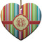 Retro Vertical Stripes Heart Ceramic Ornament w/ Monogram