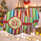 Retro Vertical Stripes Ceramic Ornament w/ Monogram
