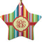 Retro Vertical Stripes Star Ceramic Ornament w/ Monogram