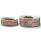Retro Vertical Stripes Ceramic Dog Bowls - Size Comparison