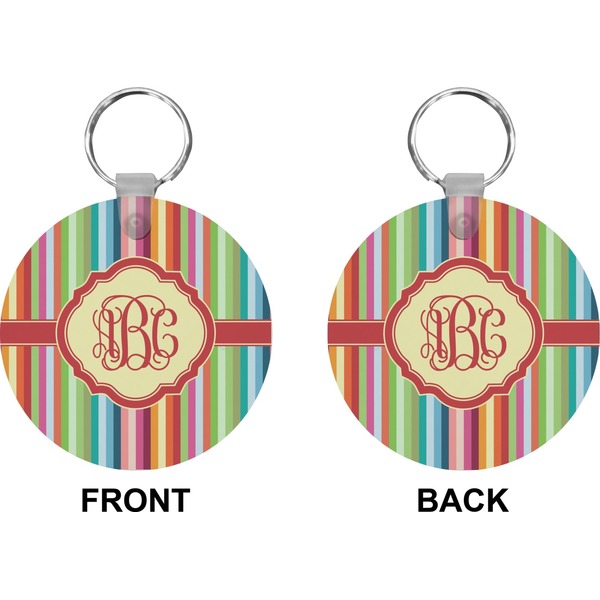 Retro Vertical Stripes Circle Keychain (Front + Back)