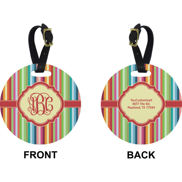 Retro Vertical Stripes Circle Luggage Tag (Front + Back)