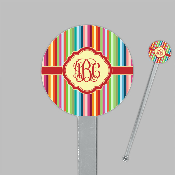 Retro Vertical Stripes Clear Plastic 7" Stir Stick - Round - Closeup