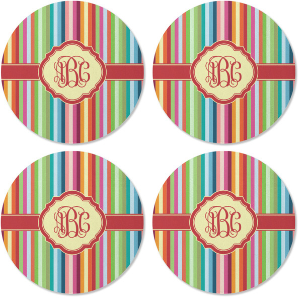 Retro Vertical Stripes Coaster Round Rubber Back - Apvl