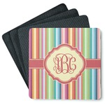 Retro Vertical Stripes Square Rubber Backed Coasters - Set of 4 (Personalized)