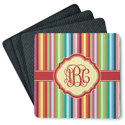 Retro Vertical Stripes Square Rubber Backed Coasters - Set of 4 (Personalized)