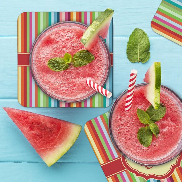 Retro Vertical Stripes Coaster Set - LIFESTYLE