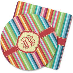 Retro Vertical Stripes Rubber Backed Coaster (Personalized)