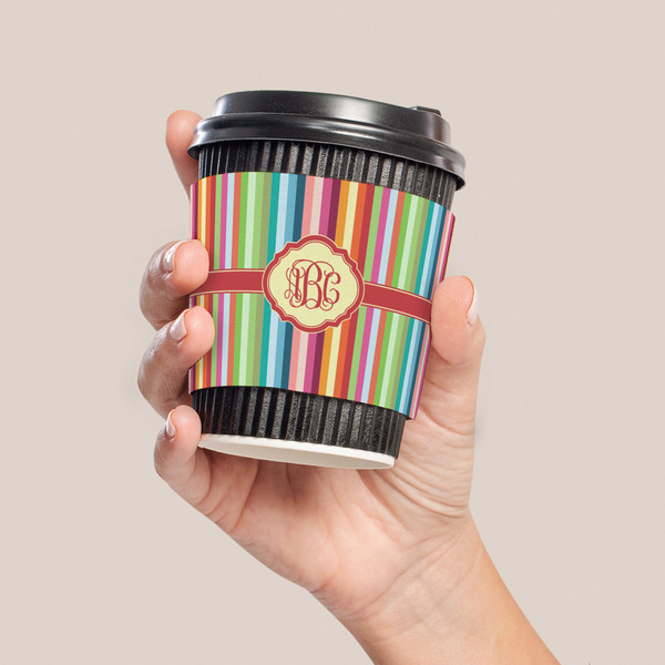 Retro Vertical Stripes Coffee Cup Sleeve - LIFESTYLE