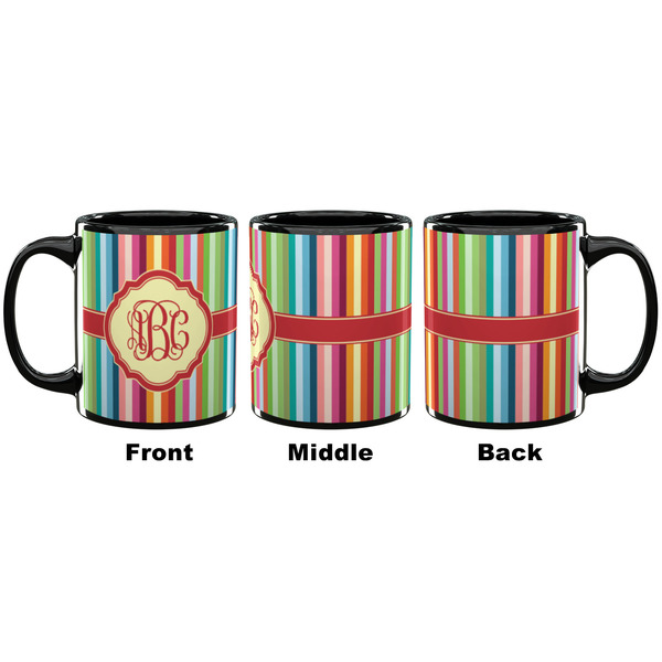 Retro Vertical Stripes Coffee Mug - 11 oz - Black APPROVAL