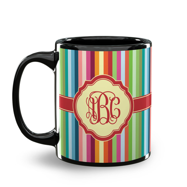 Retro Vertical Stripes Coffee Mug - 11 oz - Black