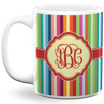 Retro Vertical Stripes 11 Oz Coffee Mug - White (Personalized)