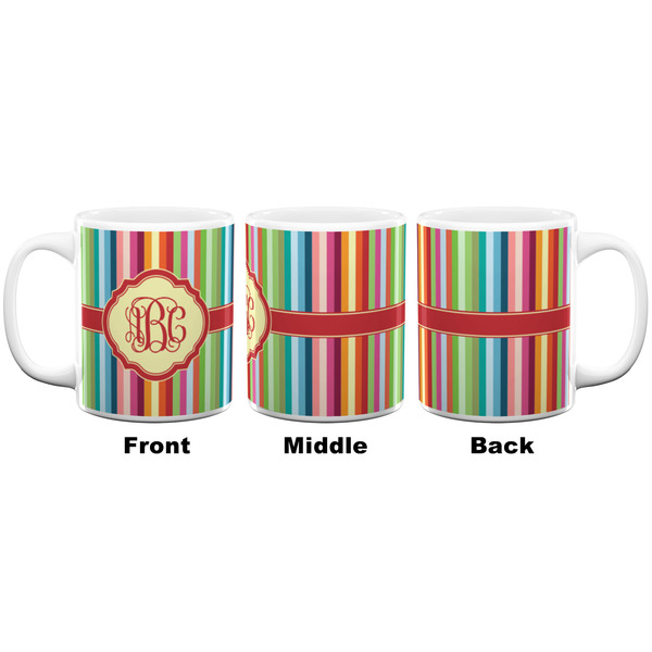 Retro Vertical Stripes Coffee Mug - 11 oz - White APPROVAL