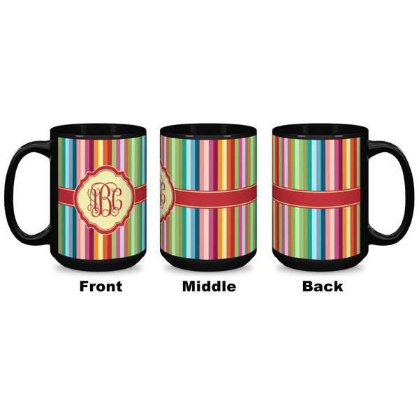 Retro Vertical Stripes Coffee Mug - 15 oz - Black APPROVAL