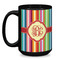Retro Vertical Stripes Coffee Mug - 15 oz - Black