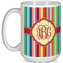 Retro Vertical Stripes 15 Oz Coffee Mug - White (Personalized)