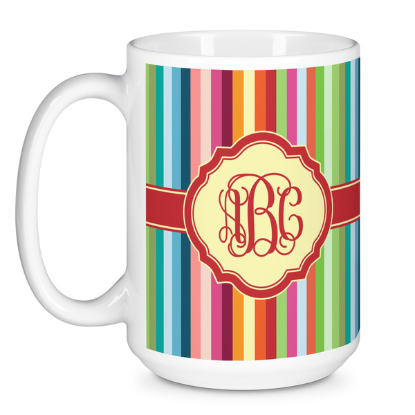 Retro Vertical Stripes Coffee Mug - 15 oz - White