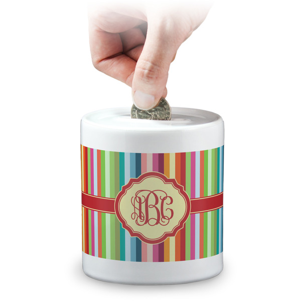 Custom Retro Vertical Stripes Coin Bank (Personalized)