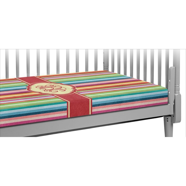 Custom Retro Vertical Stripes Crib Fitted Sheet (Personalized)