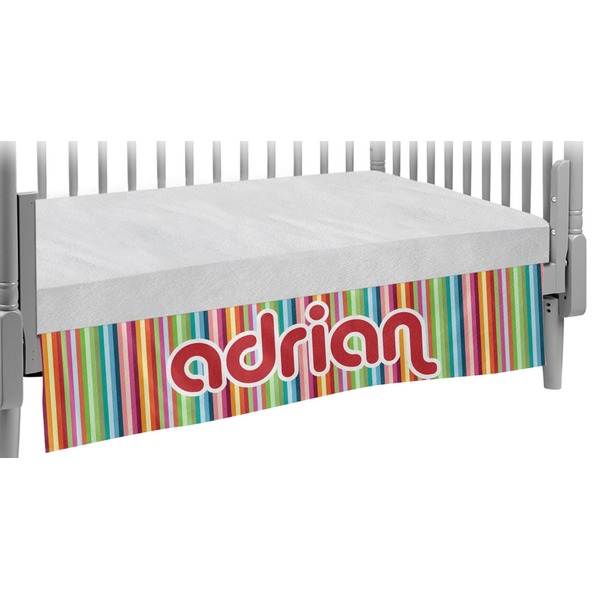 Custom Retro Vertical Stripes Crib Skirt (Personalized)