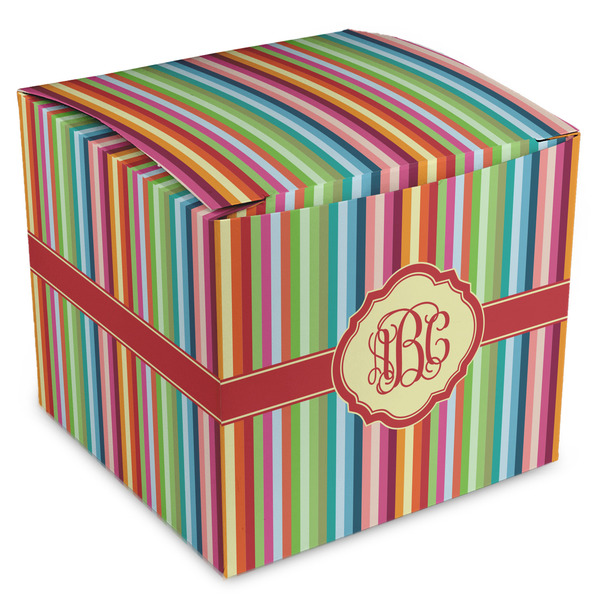 Custom Retro Vertical Stripes Cube Favor Gift Boxes (Personalized)