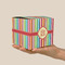 Retro Vertical Stripes Cube Favor Gift Box - On Hand - Scale View