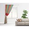 Retro Vertical Stripes Curtain With Window and Rod - in Room Matching Pillow