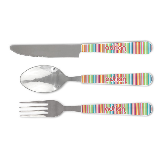 Custom Retro Vertical Stripes Cutlery Set (Personalized)