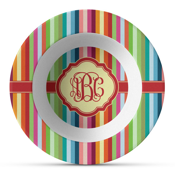 Custom Retro Vertical Stripes Plastic Bowl - Microwave Safe - Composite Polymer (Personalized)