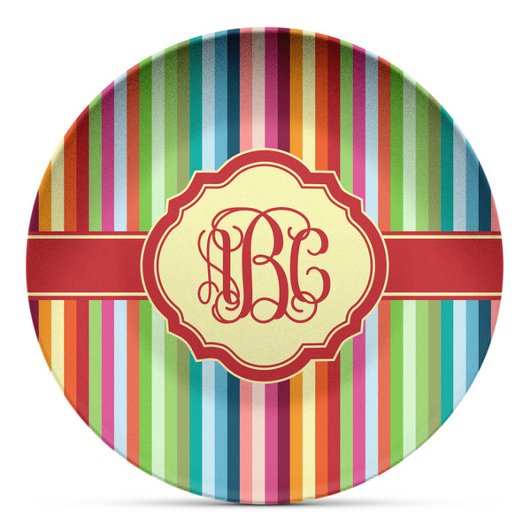 Custom Retro Vertical Stripes Microwave Safe Plastic Plate - Composite Polymer (Personalized)