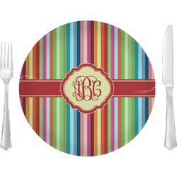 Retro Vertical Stripes 10" Glass Lunch / Dinner Plates - Single or Set (Personalized)