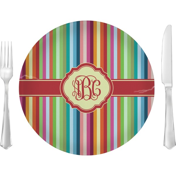 Custom Retro Vertical Stripes Glass Lunch / Dinner Plate 10" (Personalized)