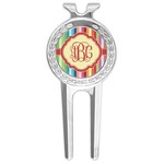 Retro Vertical Stripes Golf Divot Tool & Ball Marker (Personalized)