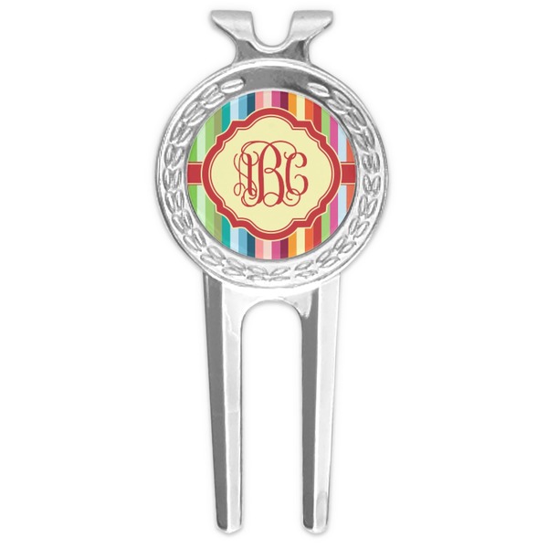 Custom Retro Vertical Stripes Golf Divot Tool & Ball Marker (Personalized)